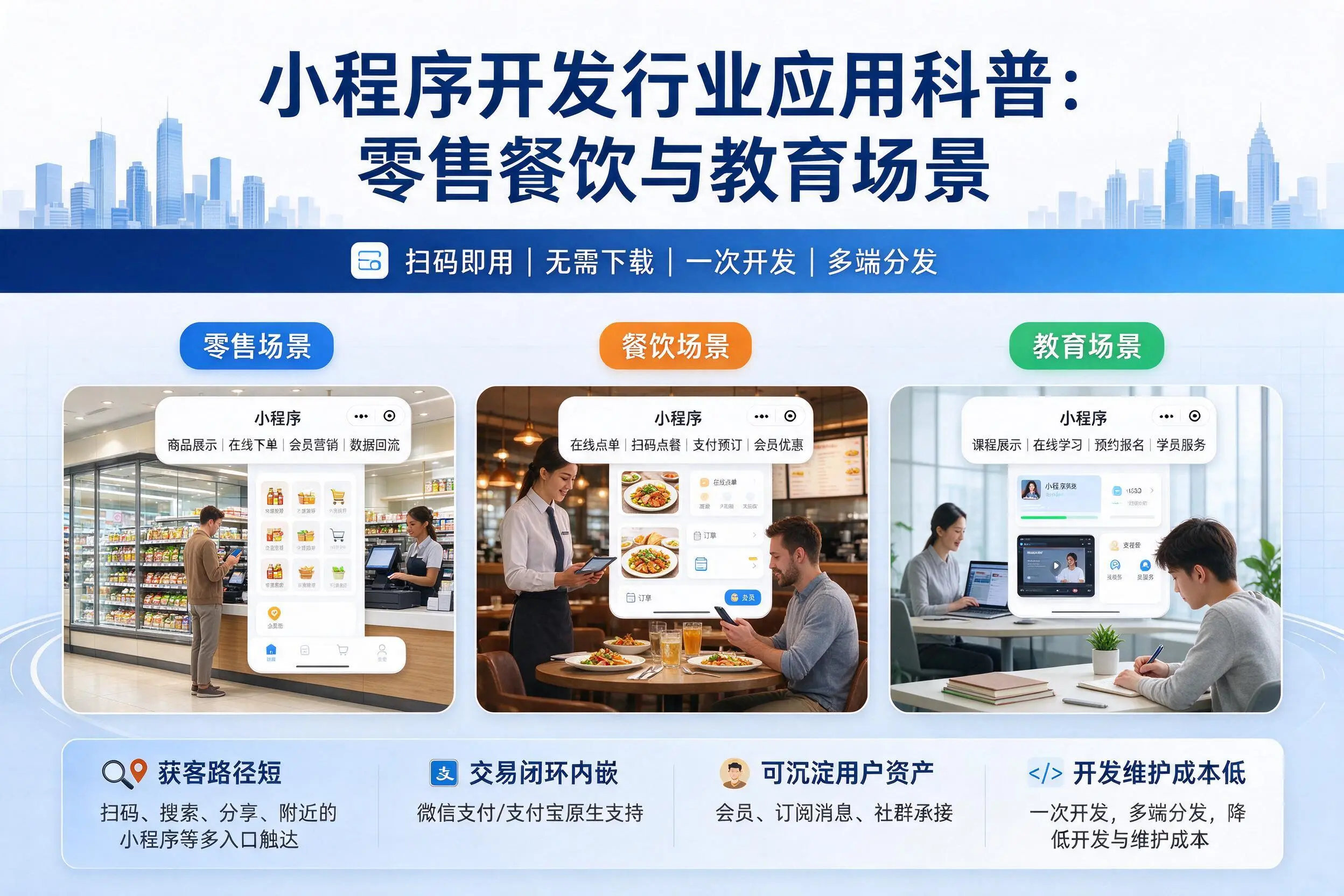 湖州小程序开发行业应用科普:零售餐饮与教育场景