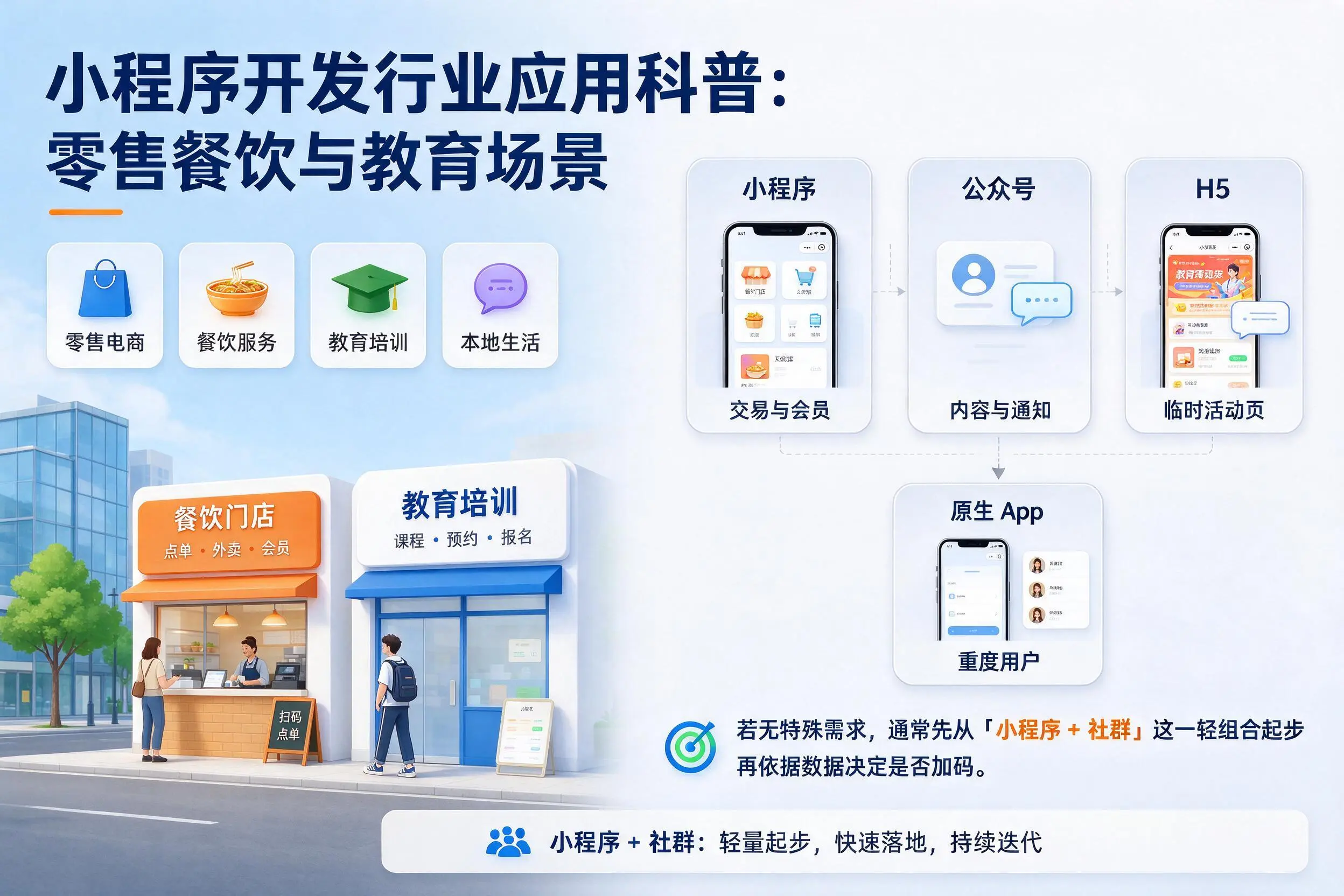 湖州小程序开发行业应用科普:零售餐饮与教育场景