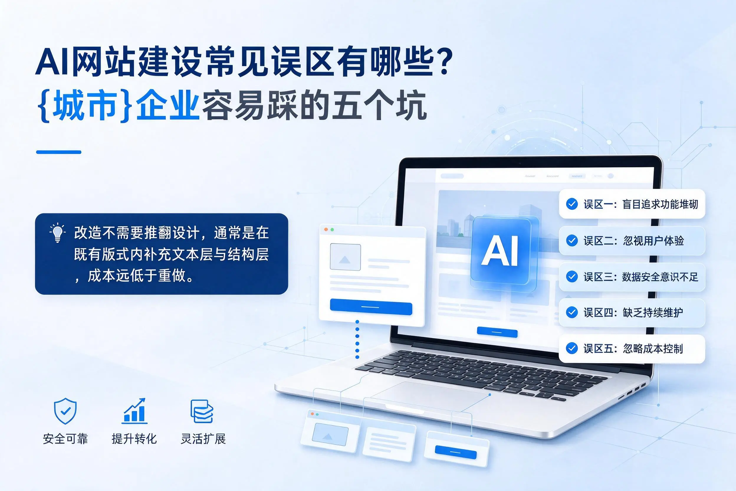 AI网站建设常见误区有哪些？湖州企业容易踩的五个坑