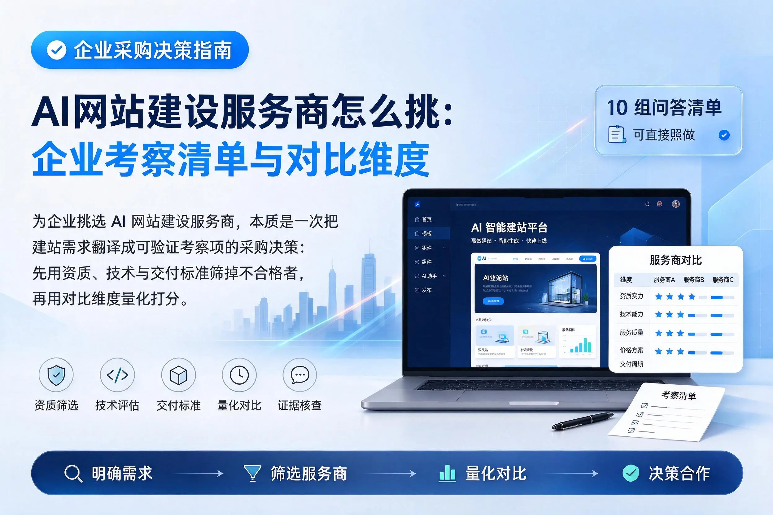 AI网站建设服务商怎么挑：湖州企业考察清单与对比维度